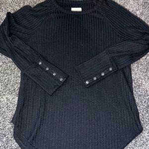 black sweater/long sleeve shirt with button sleeves
